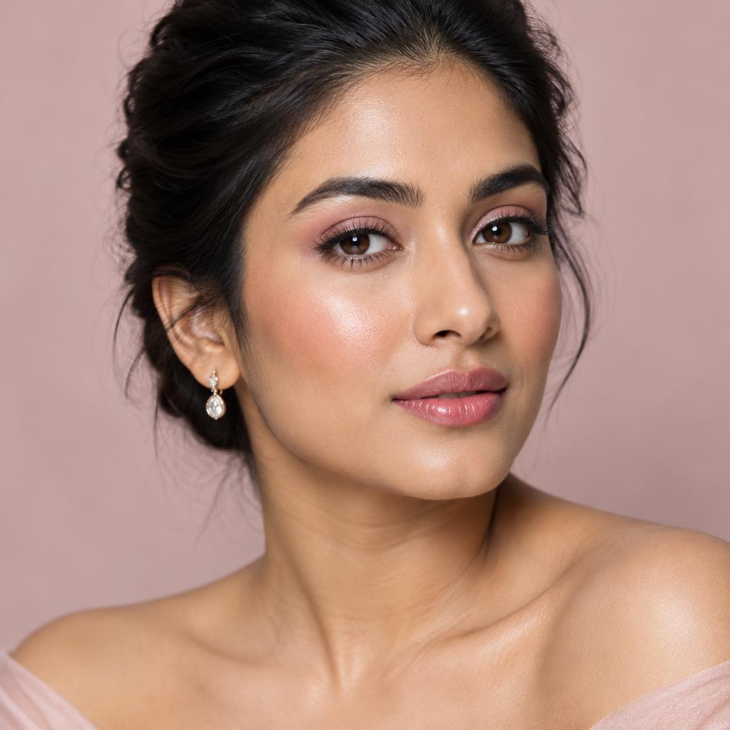 Editorial inspiration for soft rose party makeup